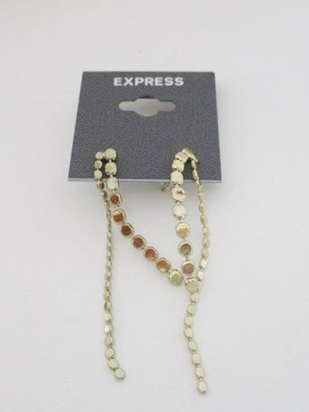Express Gold Long Crystal Statement Drop Earrings NWT